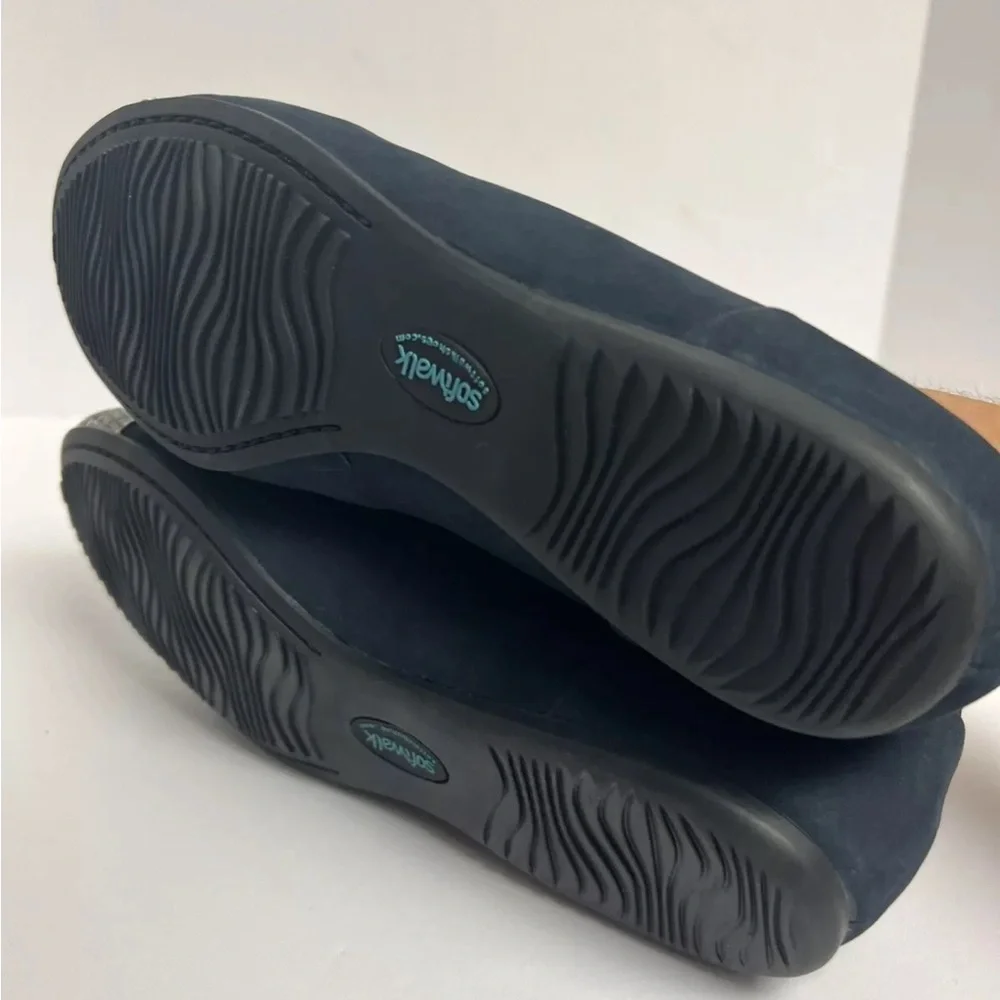 Softwalk Womens Sonoma Cap Toe Flat Navy 6 M